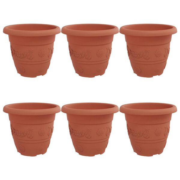 vidaXL Py&ouml;re&auml; kukkaruukku 6 pcs Tiilenpunainen &Oslash; 26 x 21.5 cm Muovi