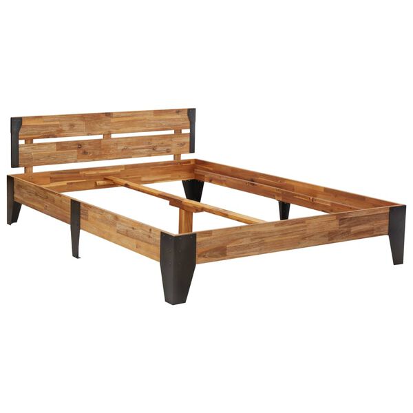 vidaXL Sängynrunko akaasiapuu harjatulla viimeistelyllä 120x200 cm