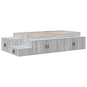 vidaXL S&auml;ilytystilallinen s&auml;ngynrunko Harmaa Sonoma 80 cm Tekninen puu