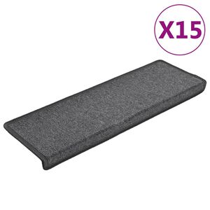 vidaXL Porrasmatot 15 kpl 65x21x4 cm tummanharmaa suorakaiteen muotoinen reuna