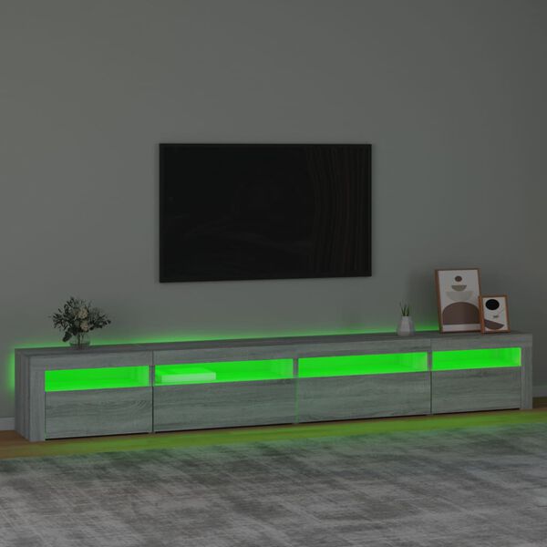 vidaXL TV-taso LED-valoilla harmaa Sonoma 270x35x40 cm