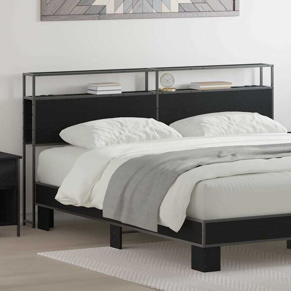 vidaXL S&auml;ilytysp&auml;&auml;ty hyllyll&auml; p&auml;&auml;tyll&auml; Musta tammi 200 cm Tekninen puu