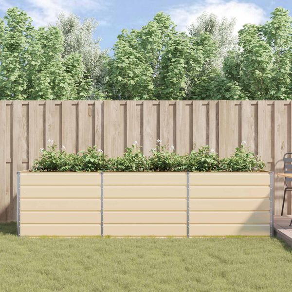 vidaXL Kukkalaatikko Ivoori 195 x 100 x 45 cm Galvanoitu ter&auml;s