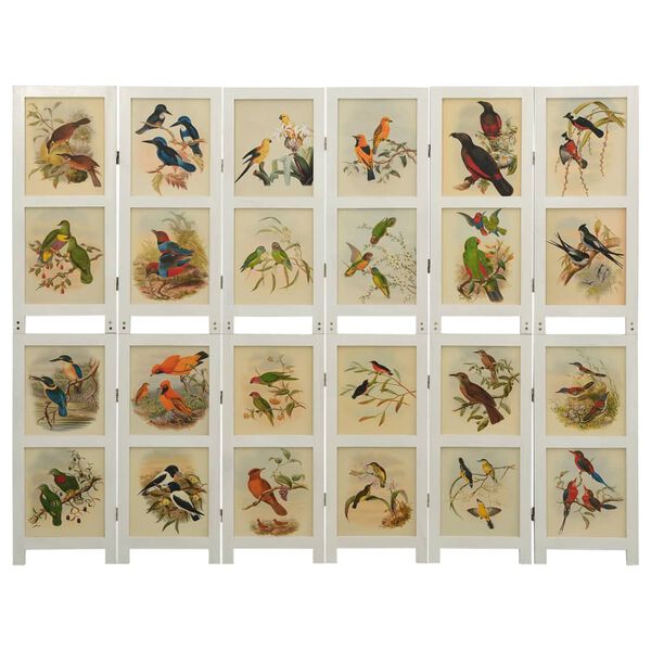 vidaXL 6-paneelinen tilanjakaja valkoinen 214x165 cm t&auml;ysi keisaripuu