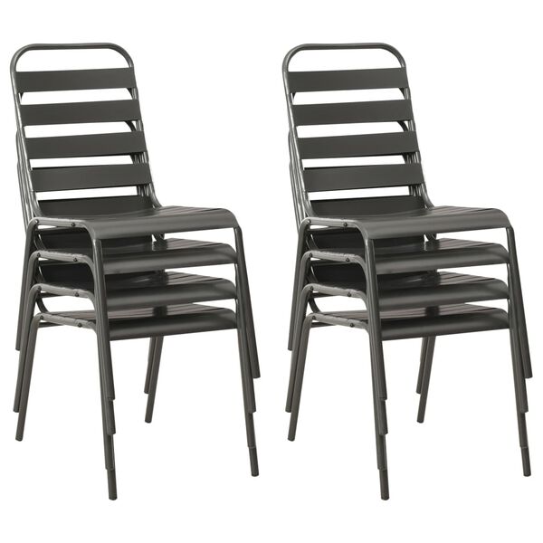 vidaXL 9-osainen ulkoruokailuryhmä teräs tummanharmaa