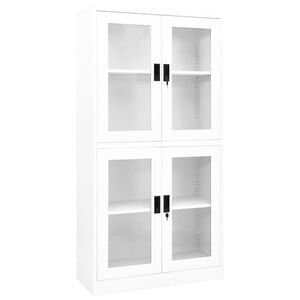vidaXL Toimistokaappi valkoinen 90x40x180 cm ter&auml;s/karkaistu lasi