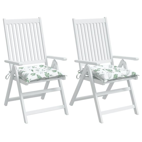 vidaXL Istuintyynyt 2 kpl lehtikuvio 40x40x7 cm kangas