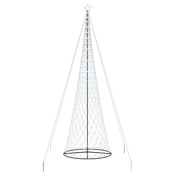 vidaXL LED-joulupuu 555 LED-valoilla Kylm&auml;n Valkoinen 500 cm Metalli