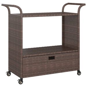 vidaXL Baarivaunu laatikolla ruskea 100x45x97 cm polyrottinki