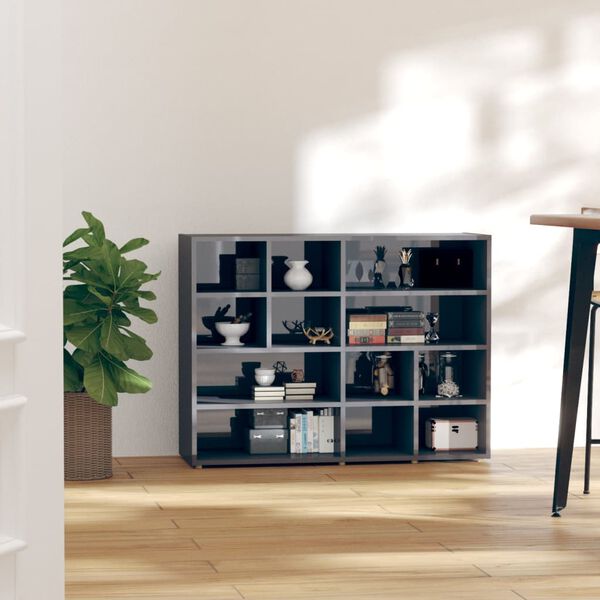 vidaXL Sivukaappi korkeakiilto harmaa 97x32x72 cm lastulevy