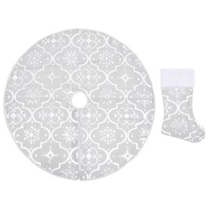 vidaXL Ylellinen joulukuusen jalustapeite sukalla valk. 90 cm kangas