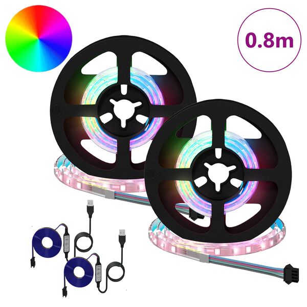 vidaXL LED-nauha 4 pcs Musta ja l&auml;pin&auml;kyv&auml; 40 x 0,8 x 0,3 cm