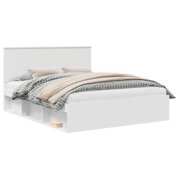 vidaXL S&auml;ngyn runko p&auml;&auml;tyll&auml; Valkoinen 160 x 200 cm Massiivinen m&auml;nty