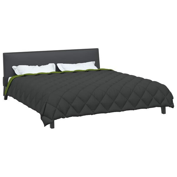 vidaXL Talvityyny Vihre&auml; ja antrasiitti 220 x 200 cm Mikrokuitu