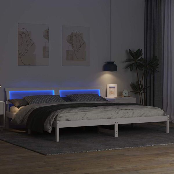 vidaXL S&auml;ngyn runko Valkoinen 6FT Super King Size Massiivinen m&auml;nty