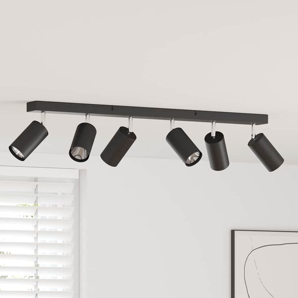 vidaXL Kattospotti valokeiloilla Musta 73 x 6 x 16 cm Metalli