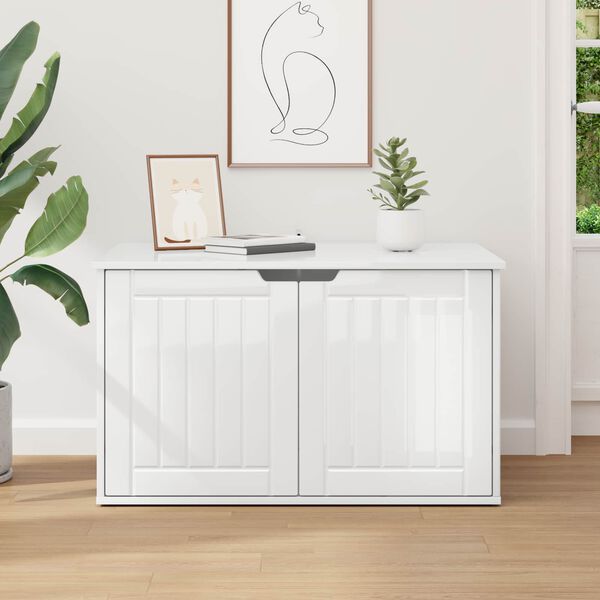 vidaXL Kissatalo Kiilt&auml;v&auml; Valkoinen 85 x 55 x 53,5 cm Tekninen puu