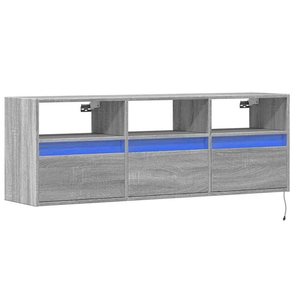 vidaXL TV-sein&auml;kaappi LED-valoilla harmaa Sonoma 130x31x45 cm