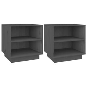 vidaXL Yöpöydät 2 kpl harmaa 40x34x40 cm täysi mänty