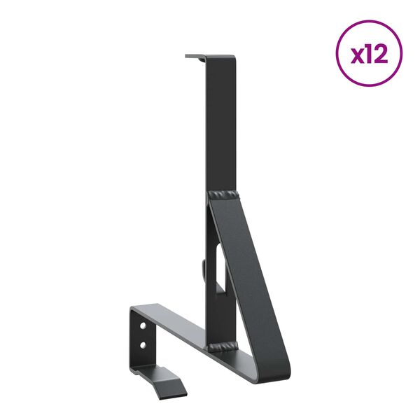 vidaXL Lumilukon tuki 12 pcs Musta 29,5 x 3 x 34,5 cm Ter&auml;s