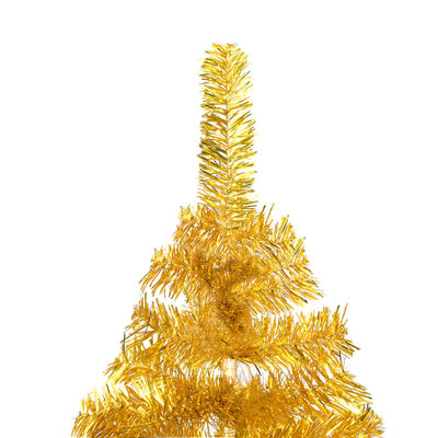 vidaXL Tekojoulukuusi telineellä esivalaistu kulta 150 cm PET
