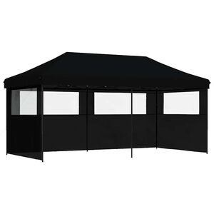 vidaXL Taitettava pop-up juhlateltta 3 sivusein&auml;ll&auml; musta