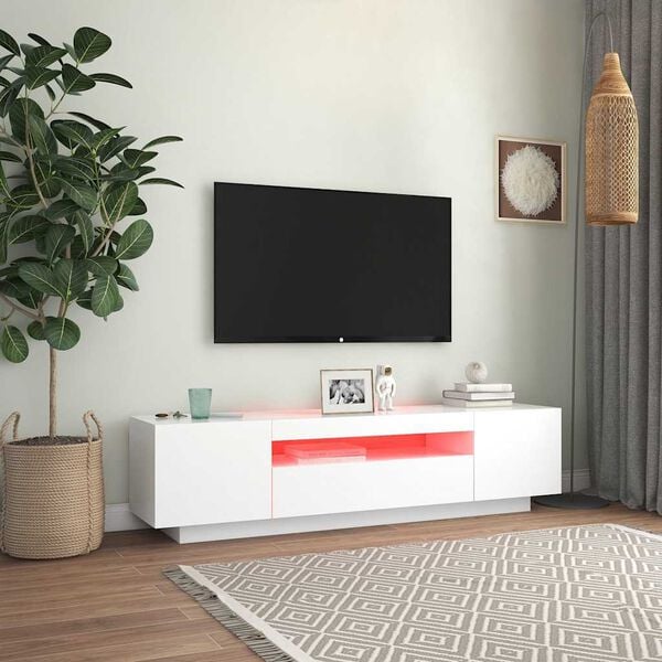 vidaXL TV-taso LED-valoilla valkoinen 160x35x40 cm