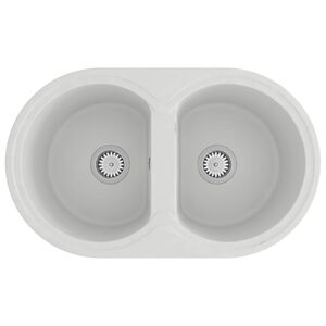 vidaXL Keitti&ouml;allas Valkoinen 78 x 47 x 20.5 cm Graniitti