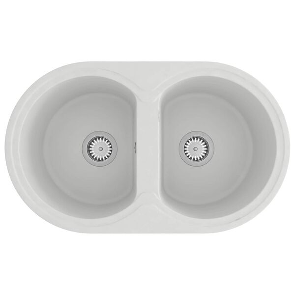 vidaXL Keitti&ouml;allas Valkoinen 78 x 47 x 20.5 cm Graniitti