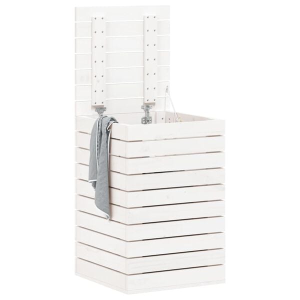 vidaXL Pyykkikori valkoinen 44x44x66 cm täysi mänty