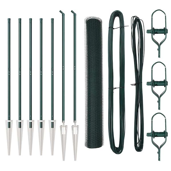 vidaXL Aitalatu Vihre&auml; 10 x 1 m (25 mm verkko) Ter&auml;st&auml; ja PVC:t&auml;