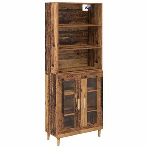vidaXL Korkea kaappi Vanha Puu 69,5 x 32,5 x 180 cm Tekninen puu