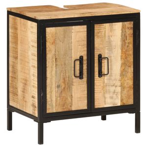 vidaXL Kylpyhuoneen allaskaappi 55x35x60 cm t&auml;ysi mangopuu ja rauta