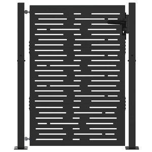 vidaXL Puutarhaportti lukkoon Musta 110 x 130 cm Jauhemaalattu Ter&auml;s