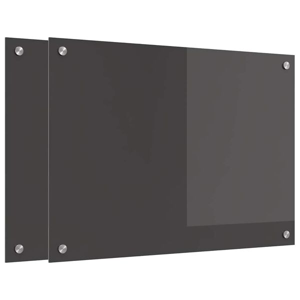 vidaXL Keitti&ouml;n suojapaneeli 2 pcs Tumma harmaa 70 x 50 cm