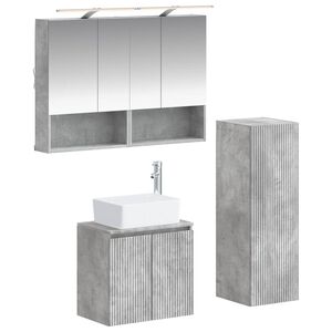 vidaXL Kylpyhuonekalustesetti 4 pcs Betoninharmaa Tekninen puu ja lasi