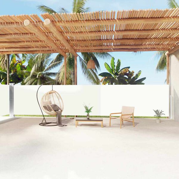 vidaXL Sisäänvedettävä sivumarkiisi kerma 160x1200 cm