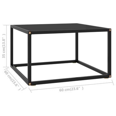 vidaXL Sohvapöytä musta mustalla lasilla 60x60x35 cm