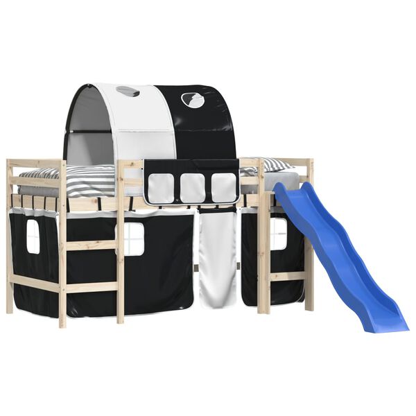 vidaXL Parvis&auml;ngyn verhot ja tunneli mustavalkoinen polyesteri