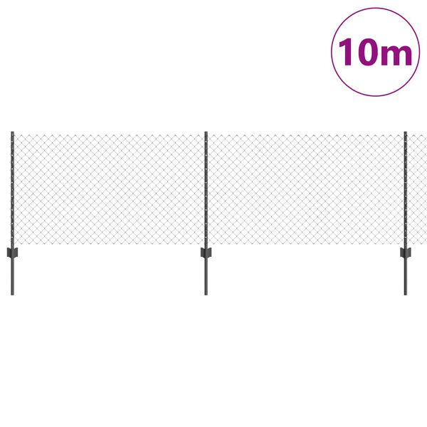vidaXL Aita ja Tuki Harmaa 0,8 x 10 m Ter&auml;st&auml; ja PVC:t&auml;