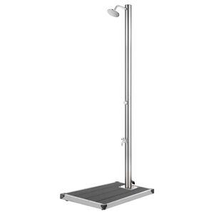 vidaXL Puutarhasuihku harmaalla alustalla 220 cm ruostumaton ter&auml;s