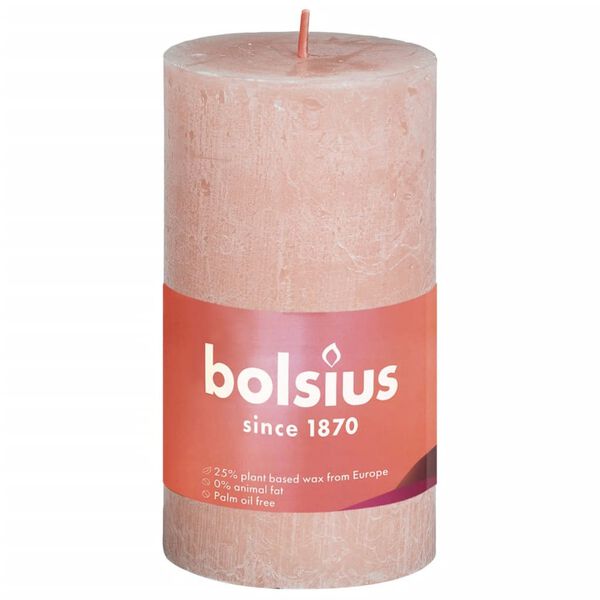 Bolsius Pilarikynttil&auml;t Shimmer 8 kpl rustiikkinen 100x50 mm pinkki