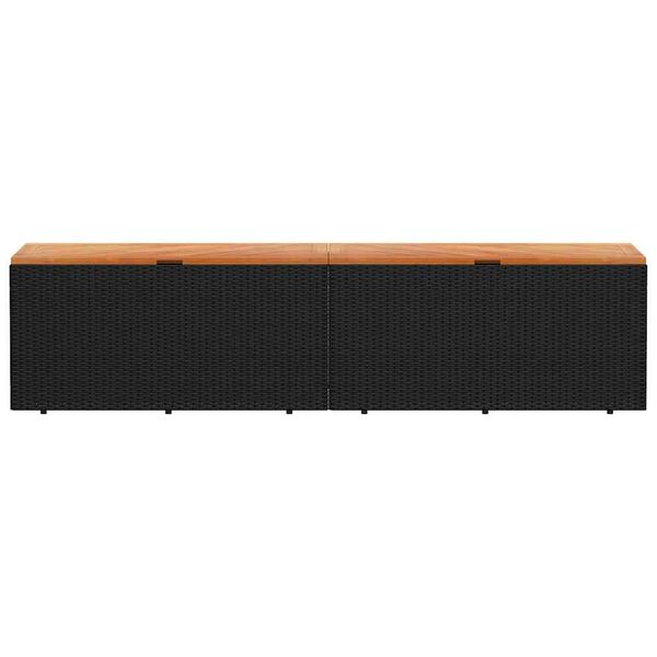 vidaXL Puutarhan säilytyslaatikko musta 220x50x54 cm polyrottinki