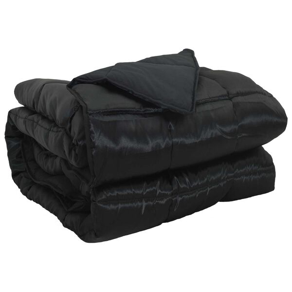 vidaXL Koko Vuoden Peitto Musta 220 x 155 cm Satiini ja mikrofiiberi