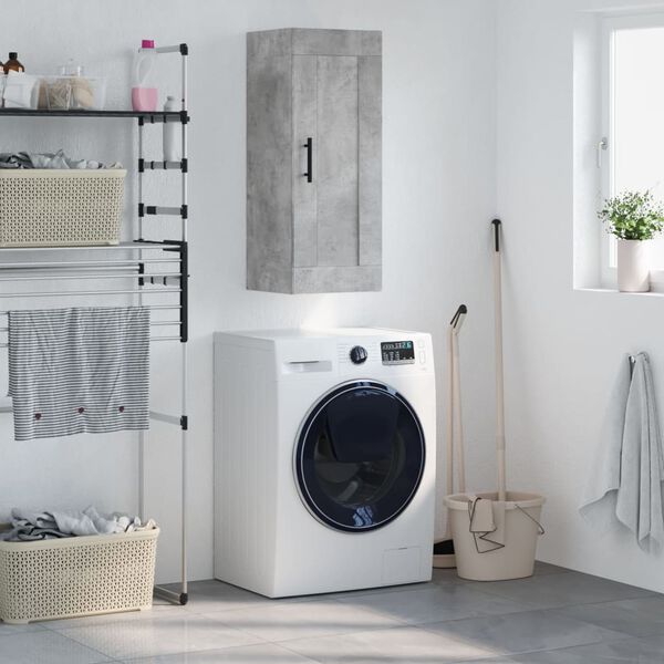 vidaXL Sein&auml;kiinnitett&auml;v&auml; kaappi betoninharm 34,5x34x90cm tekninen puu