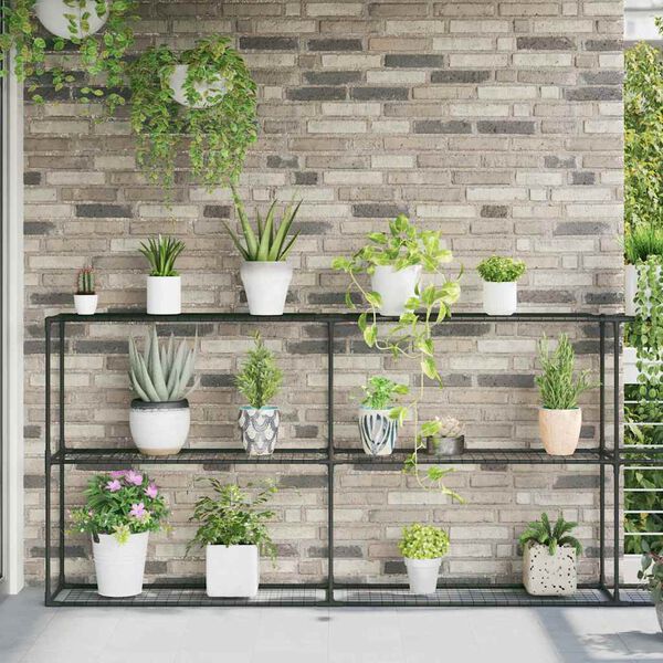 vidaXL 3-tason kasviteline Musta 400 x 32 x 104 cm Ter&auml;s