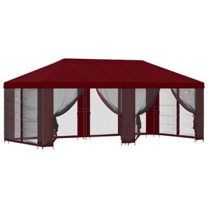 vidaXL Paviljonki sivuseinill&auml; 6 x 3 m Burgundi Polyesteri ja ter&auml;s