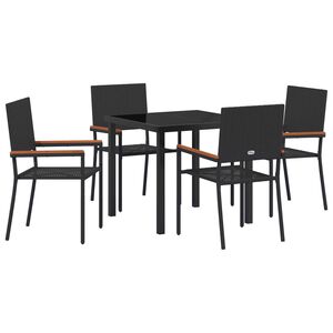 vidaXL Piharuokailu setti tyynyll&auml; 5 pcs Musta polyrottinki