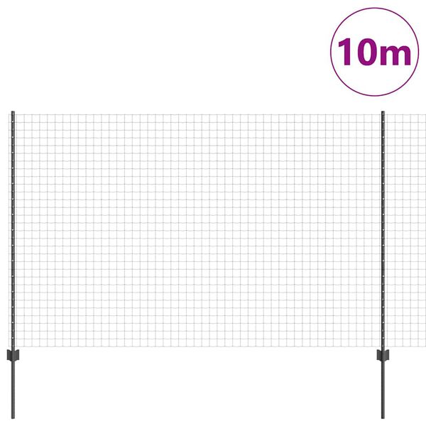 vidaXL Aita ja Tuki Harmaa 1,6 x 10 m Ter&auml;st&auml; ja PVC:t&auml;