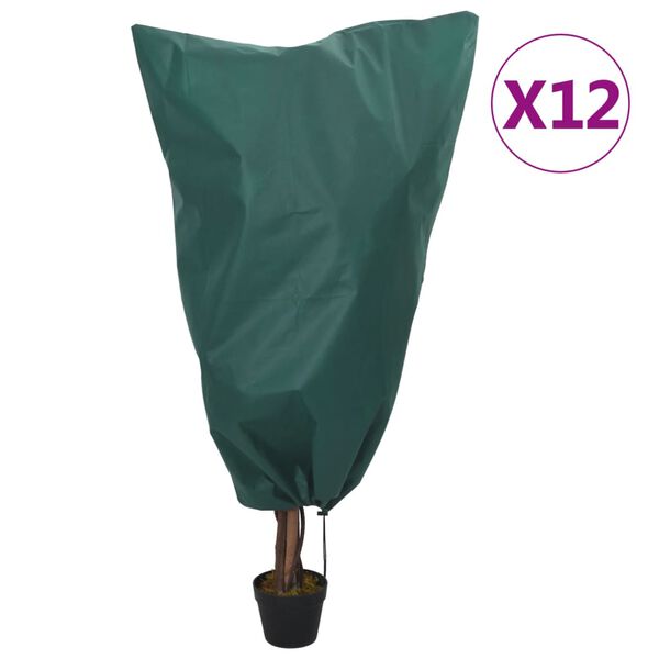 vidaXL Kasvien fleecepeite kiristysnaruilla 12 kpl 70 g/m&sup2; 0,8x1 m